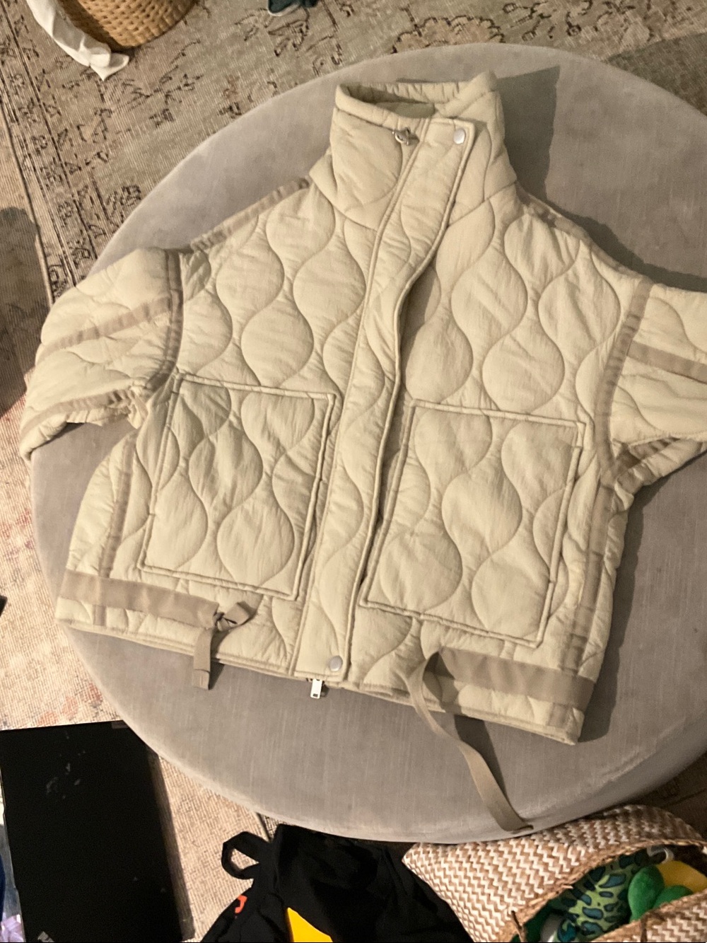 Zara Cream Quilted Kids Puffer Jacket